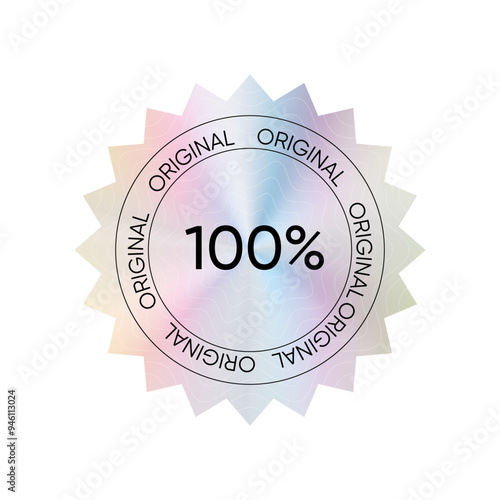 Color holographic sticker, holographic effect label, original product.