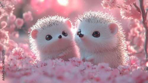 Cute Hedgehogs in Bloom.