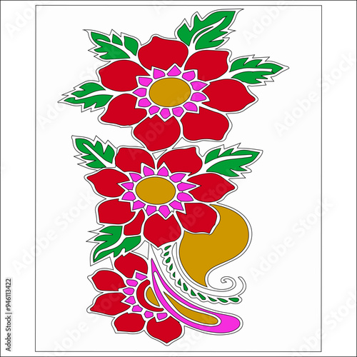 A vector of a hand drown flower design Art & Illustration