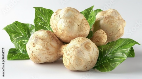 Glucomannan, 3D illustration, realistic, isolated on white background