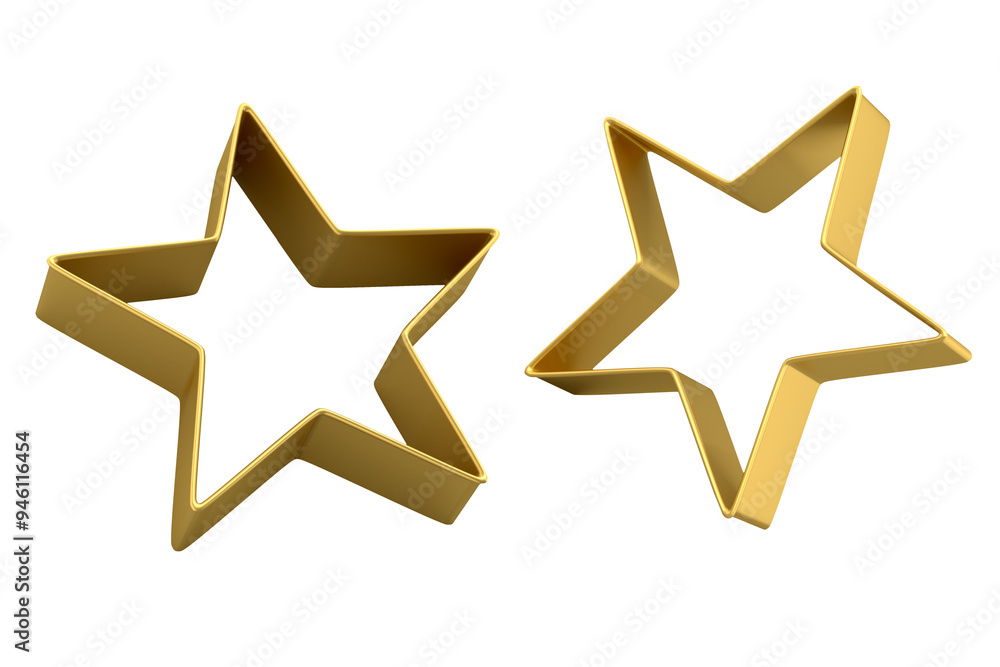 Set of metal cookie cutters for homemade Christmas biscuit on a white background. 3d render of making gingerbread cookies in the kitchen. Set of metal cookie cutters for homemade Christmas biscuit on a white background. 3d render of making gingerbread cookies in the kitchen.
