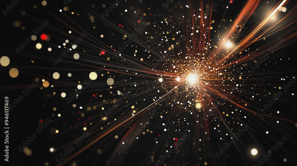 Naklejka premium Abstract light explosion and network points, dot, earth's surface, digital background Innovation network points Earth's surface wave background digital wave information technology background