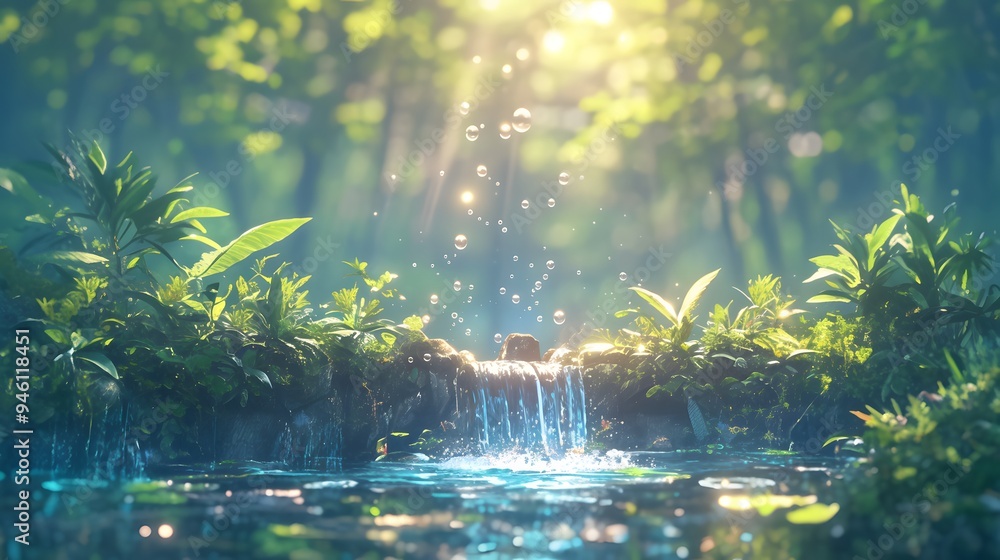 Magical Waterfall in the Forest. Magical Waterfall in the Forest.