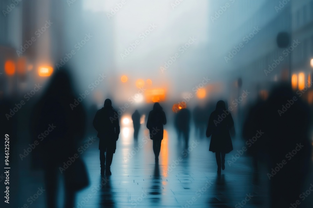 Gloomy Day Silhouettes in a Hazy City Environment Gloomy Day Silhouettes in a Hazy City Environment