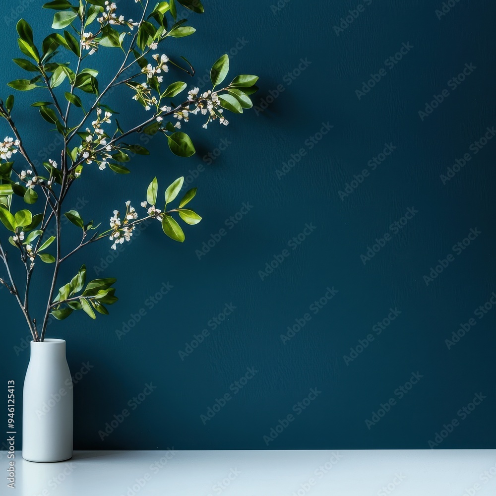 Blue Minimalist Vase with Yellow Flowers, Ideal for Bright and Artistic Home Decorations Blue Minimalist Vase with Yellow Flowers, Ideal for Bright and Artistic Home Decorations