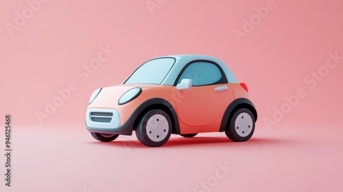 Cartoon Car Pink Background.