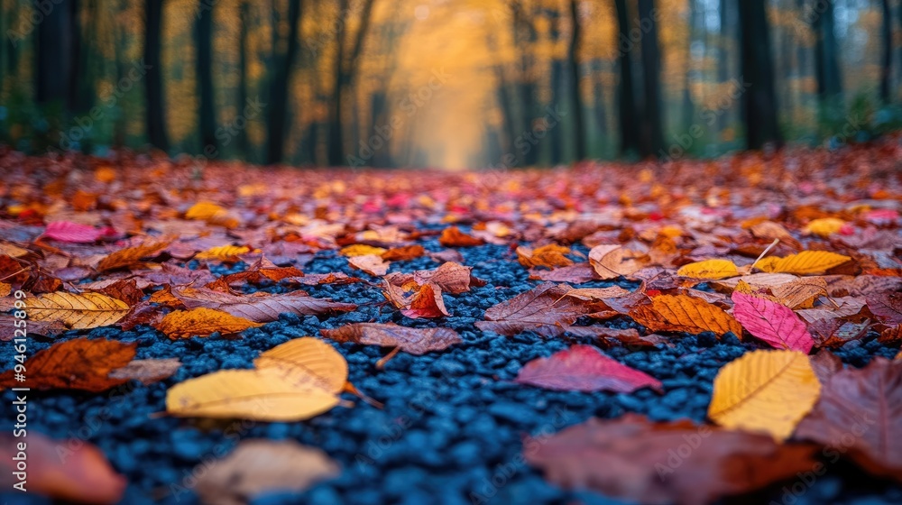 Obraz premium Colorful autumn leaves scattered on the ground
