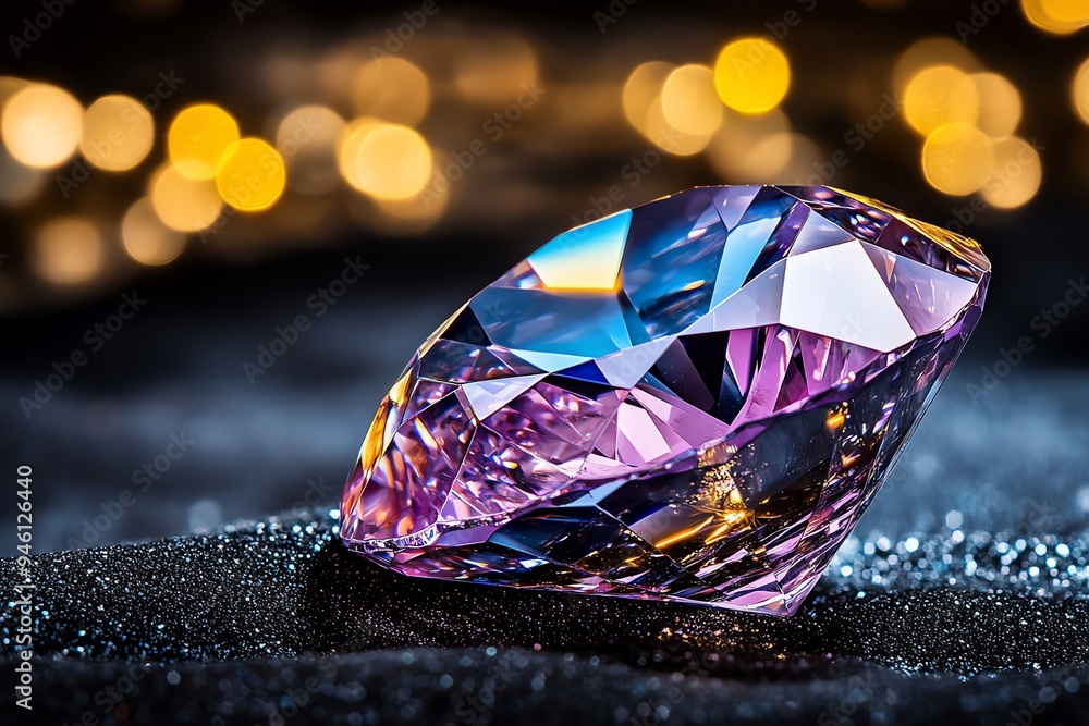 Diamond captured in the moment it reflects light, creating a spectrum of colors that dance within its facets Diamond captured in the moment it reflects light, creating a spectrum of colors that dance within its facets
