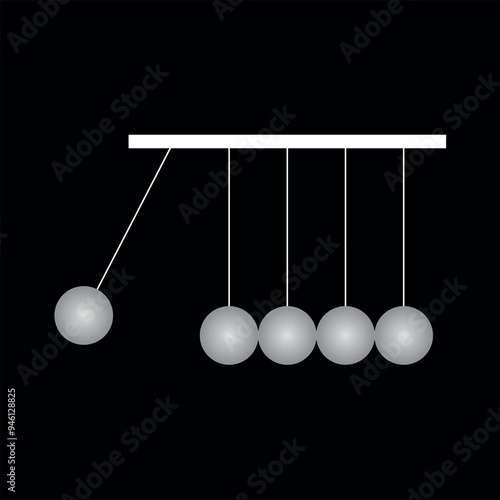 Newton's Cradle balls in Physics. Balancing balls. Vector illustration. 