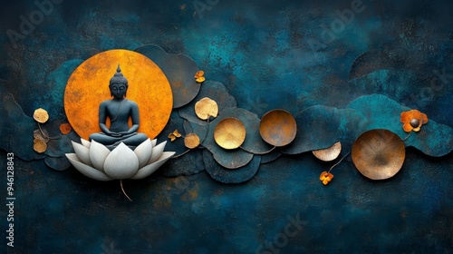 Fototapeta Naklejka Na Ścianę i Meble -  Buddha image Holiness in Buddhism in the art style of Cambodian painting