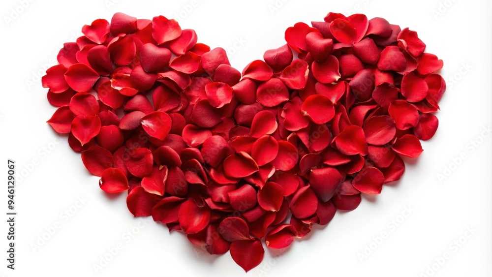 Beautiful heart shape made of red rose petals, representing the concept of love Beautiful heart shape made of red rose petals, representing the concept of love
