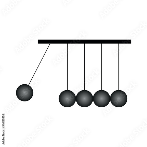 Newton's Cradle balls in Physics. Balancing balls. Vector illustration. 