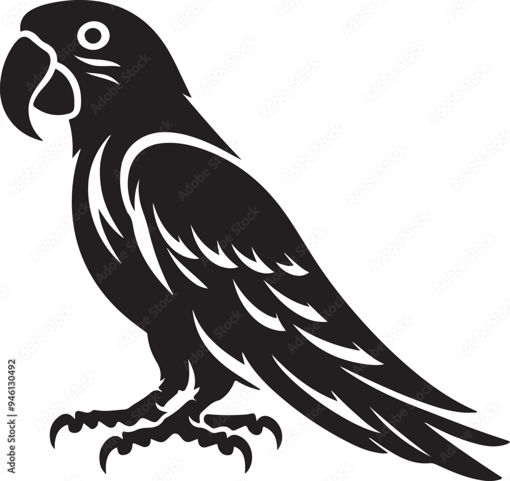 a beautiful parrot bird black and white silhouette vector art flat design outline background illustrations a beautiful parrot bird black and white silhouette vector art flat design outline background illustrations