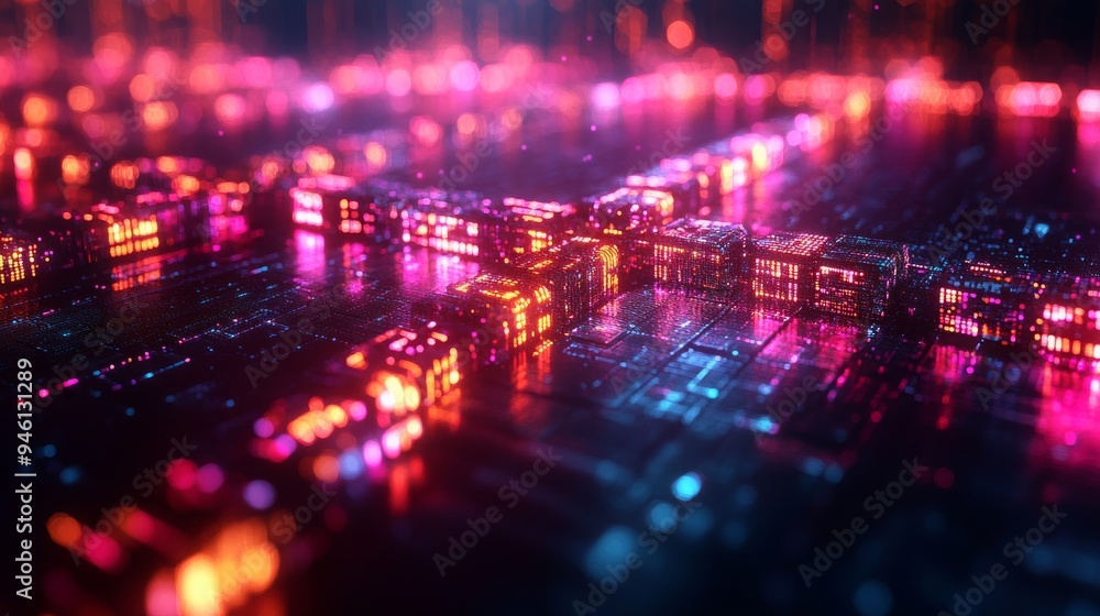 A vibrant holographic representation shows the dynamic flow of secure digital information amid a technologically advanced setting. A vibrant holographic representation shows the dynamic flow of secure digital information amid a technologically advanced setting.