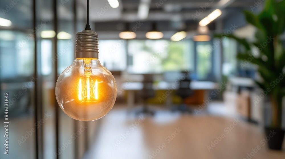 Modern Office Featuring Eco-Friendly Light Bulb Modern Office Featuring Eco-Friendly Light Bulb