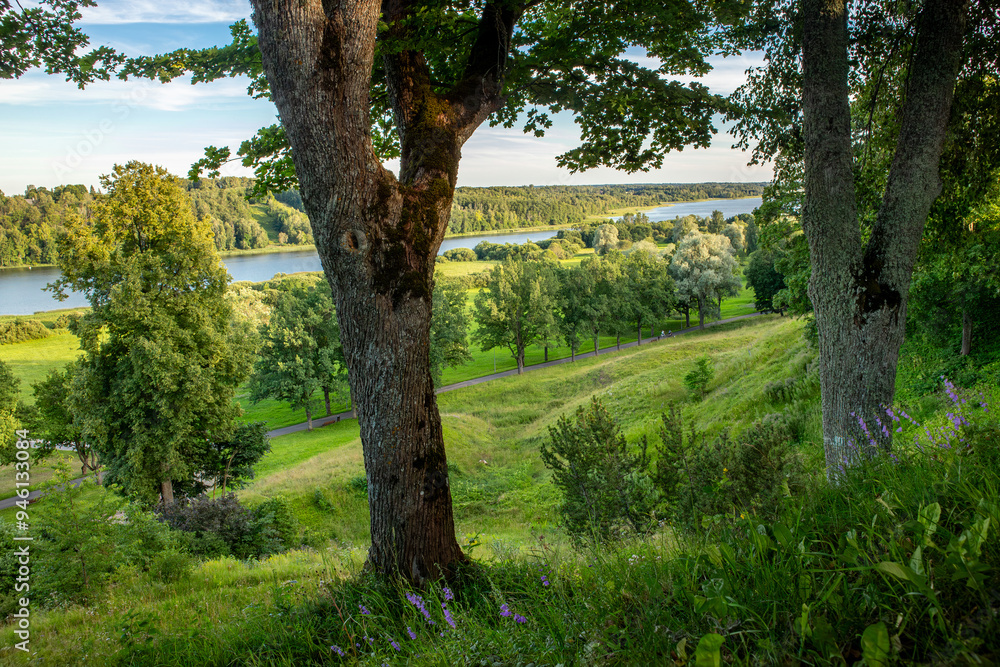 Lake Viljandi in Estonia, seen from above park. Lush valley with lake on beautiful sunny summer day.
Lake Viljandi in Estonia, seen from above park. Lush valley with lake on beautiful sunny summer day.