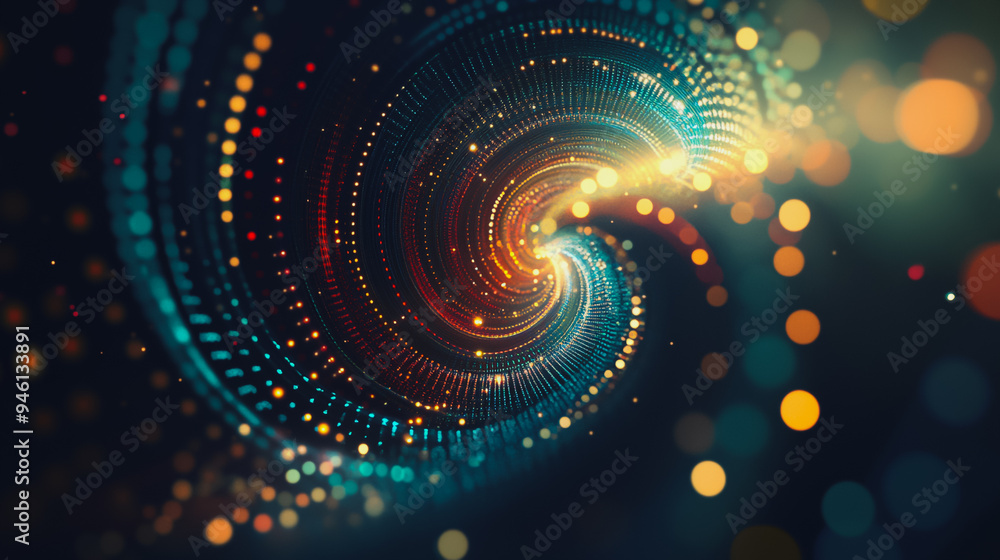 Obraz premium Abstract digital spiral line background electromagnetic wave background Innovation digital background information technology background The background is the background. gradient wave digital wave