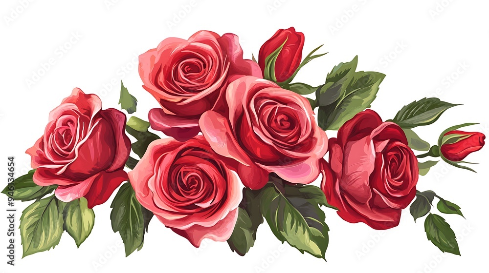 Vibrant Rose Bouquet Illustration in Oil Painting Style Vibrant Rose Bouquet Illustration in Oil Painting Style