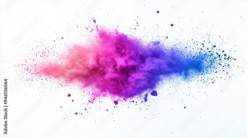 Explosion splash of colorful powder with freeze isolated on white background abstract splatter of colored dust powder Explosion splash of colorful powder with freeze isolated on white background abstract splatter of colored dust powder