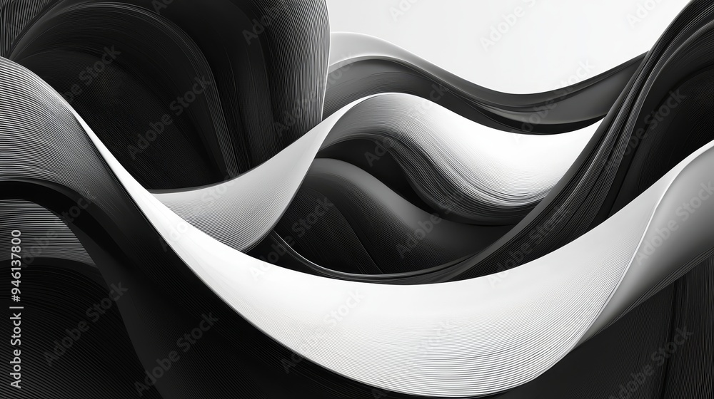 The best background with abstract fluid shapes in black and white 4k