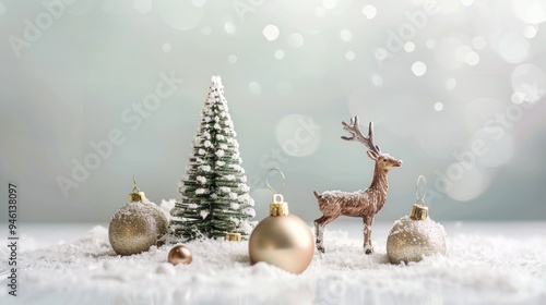 Festive Decor with Christmas Tree and Reindeer