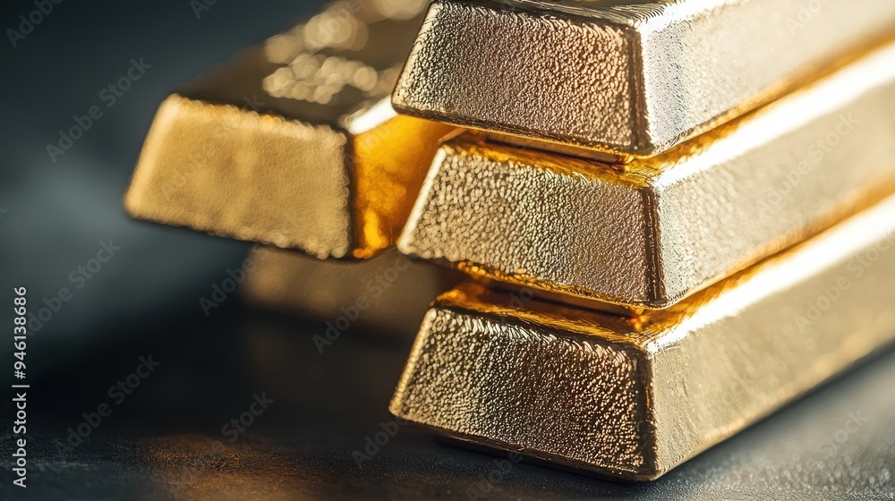 Gold Bars Stacked on Dark Background Gold Bars Stacked on Dark Background