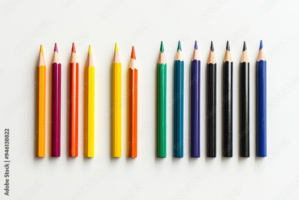 A selection of colored pencils, showing the variety of colors available. A selection of colored pencils, showing the variety of colors available.
