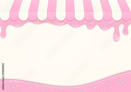 Bakery shop with pink liquid background
