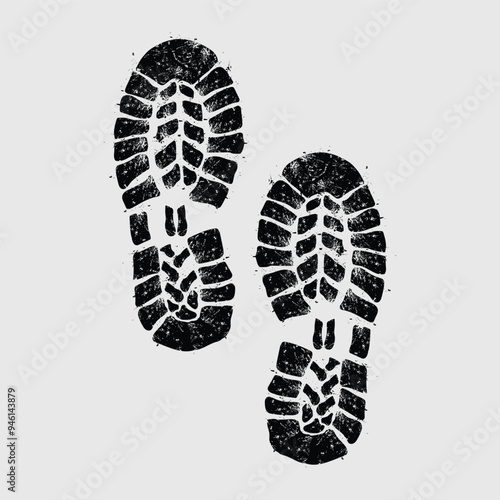 Boot Print Vector. Vintage Boot Print, Footprints human	