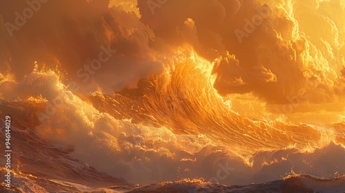 Golden Wave at Sunset
