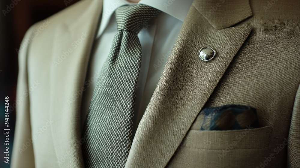 Close-up of a Man's Suit with a Patterned Tie Close-up of a Man's Suit with a Patterned Tie