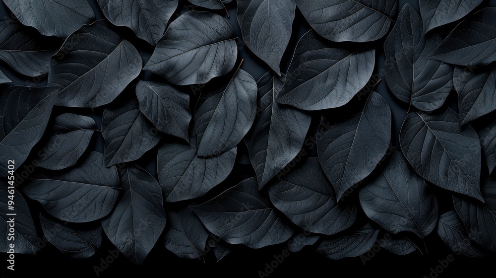 Dark Leaf Pattern, Abstract Background, Black and White Nature Design Dark Leaf Pattern, Abstract Background, Black and White Nature Design