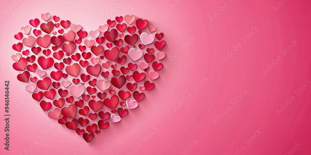 render of red and pink hearts on pink background for Valentine's Day render of red and pink hearts on pink background for Valentine's Day