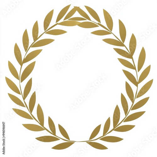 An ornament card icon of the winner's golden wreath on a transparent png background, Vectors 02