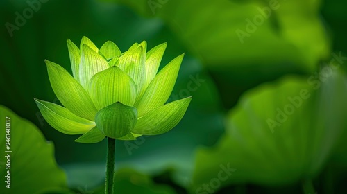 Green Lotus Bud in Bloom