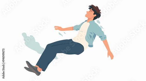 Man Flying in Sky Flat Vector Isolated on White Background