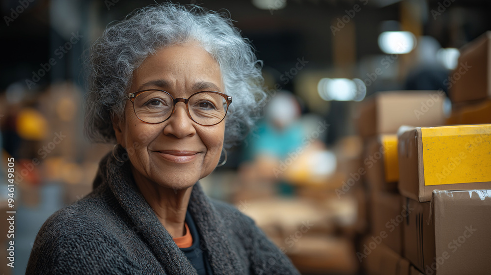 An old woman is working in a grocery store. An old woman is working in a grocery store.