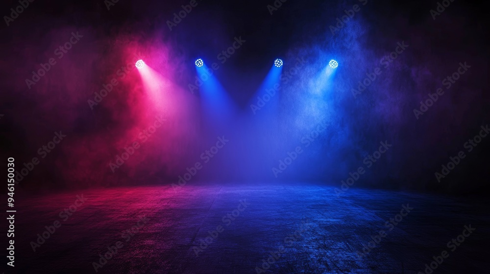 An empty dark blue purple pin background is displayed on the dark stage. An empty dark blue purple pin background is displayed on the dark stage.
