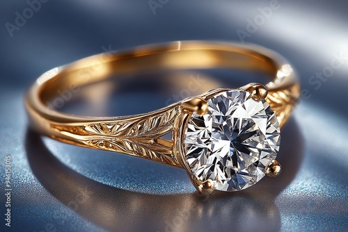 Diamond in a vintage ring, depicted in an illustration that evokes the charm and elegance of a bygone era photo