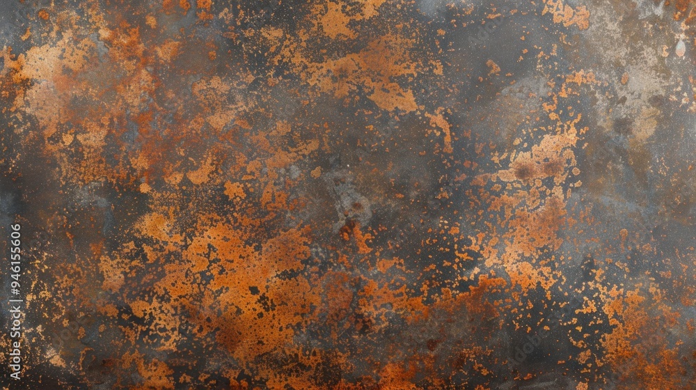 Top view of an oxidized iron sheet with deep rust patterns and worn edges, creating a rugged, industrial background