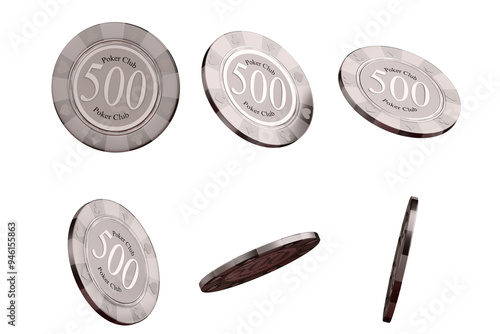 Set of Casino Chips with number 500 floating in different directions photo