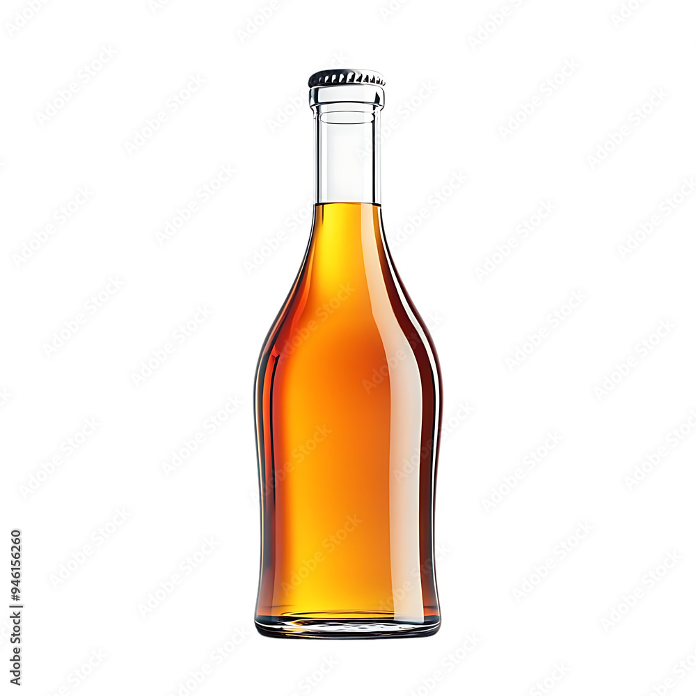 Glass Bottle of Amber Liquid with a Transparent Background Glass Bottle of Amber Liquid with a Transparent Background