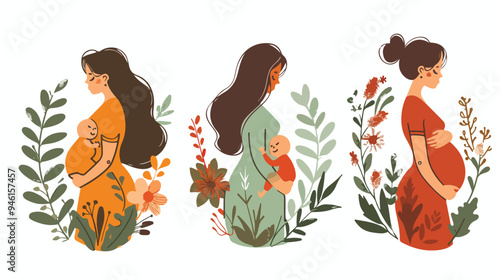 Maternity Logo with Mothers, Babies, and Pregnant Women