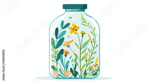 Nature Inside Glass Bottle Vector Isolated photo