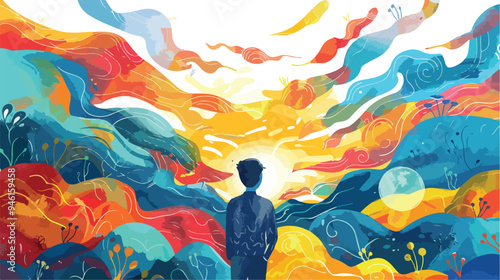 New Day and Opportunities - Mixed Media Flat Vector Illustration