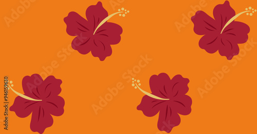 patron de flores color bordo sobre fondo anaranjado