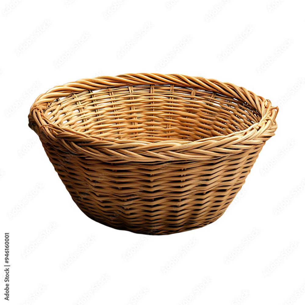 Empty Woven Basket with a Transparent Background, Ideal for Product Display or Creative Composition Empty Woven Basket with a Transparent Background, Ideal for Product Display or Creative Composition