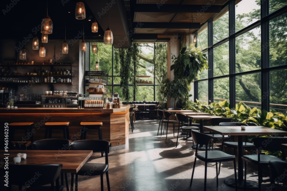 Fototapeta premium Interior of a modern empty cafe