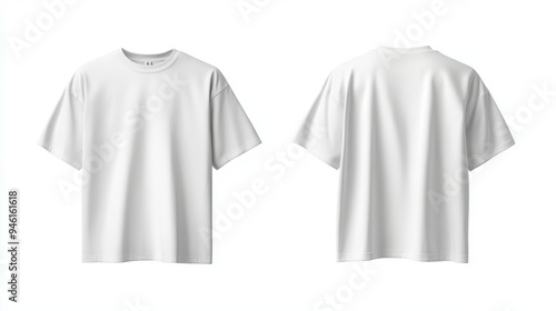 T-Shirt Mockup: White Shirt Displayed from Front and Back isolated on white background photo