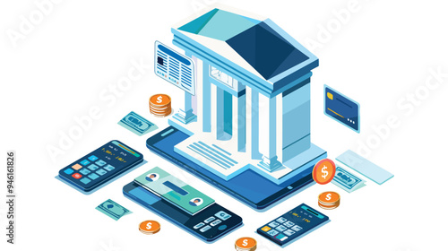 Modern Online Banking Application Flat Vector Design